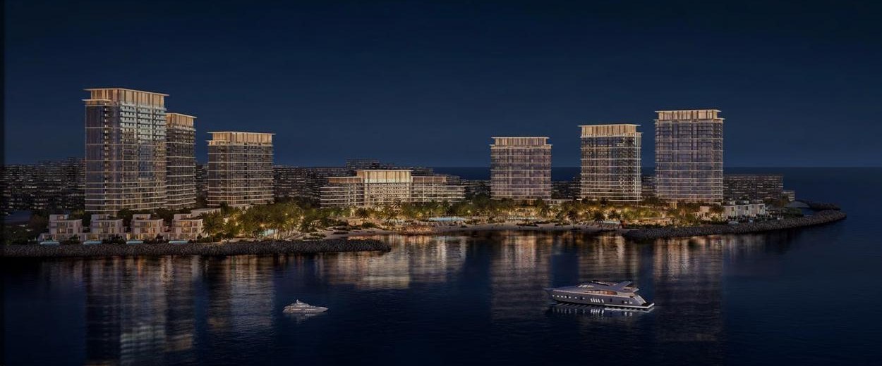 Address Residences, Al Marjan Island, at night (developer render)